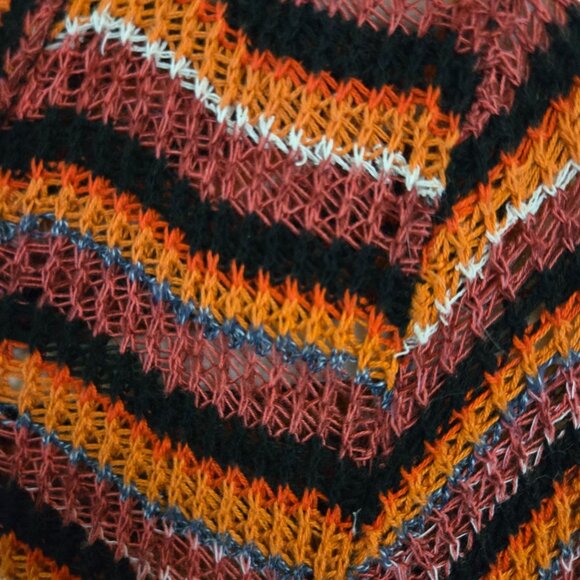 Free People Ziggy Chevron Bell Sleeve Sweater Dress Autumnal Retro Size M - Picture 9 of 12